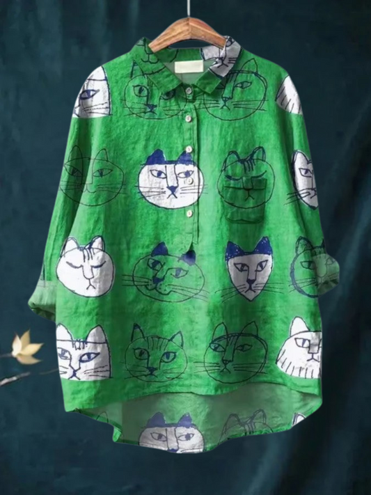 エリカ| キャットプリントブラウス
